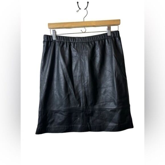 KENNETH COLE black leather skirt 8 - Picture 1 of 4